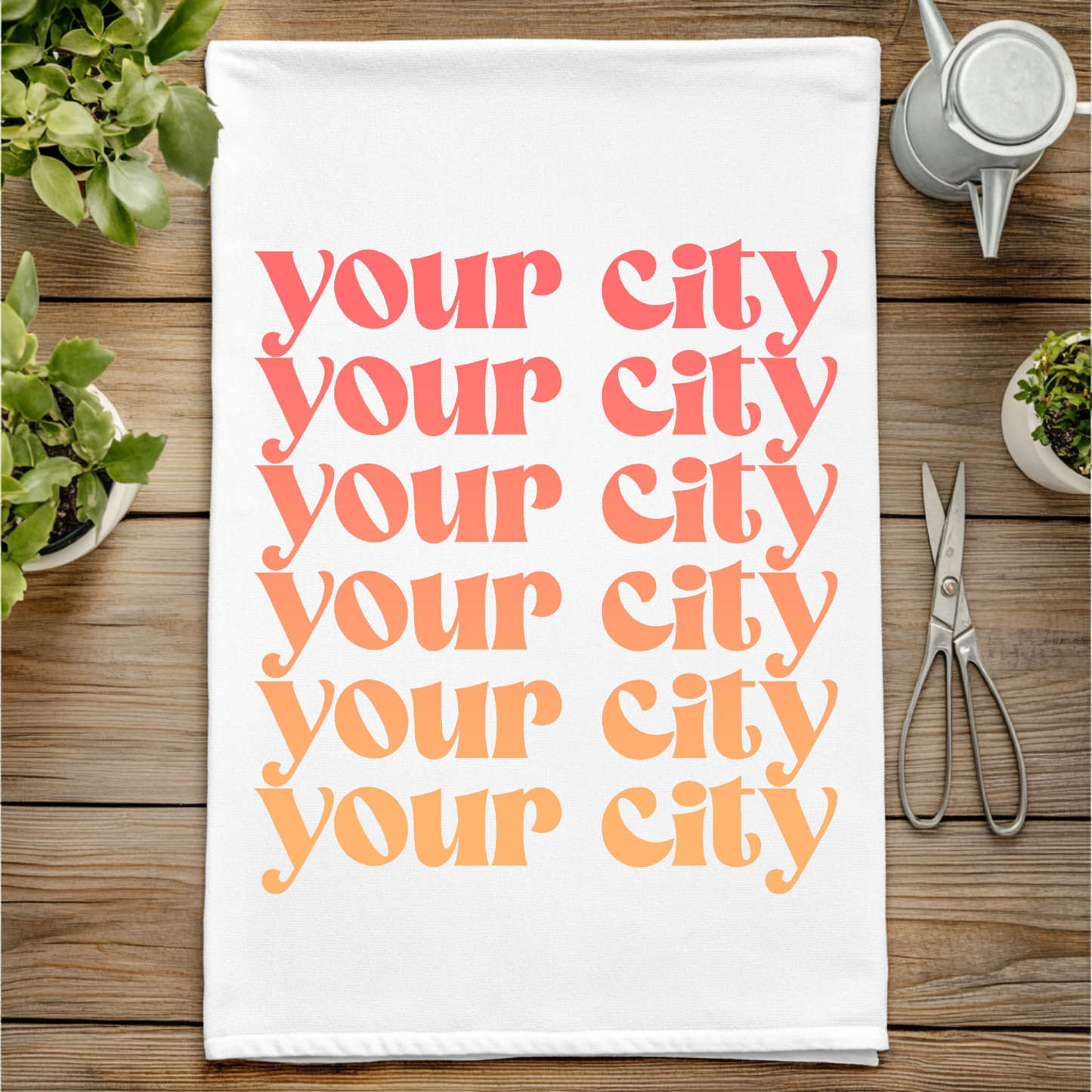 Colorful Kitchen Towels - Your City - Ombre, Customizable