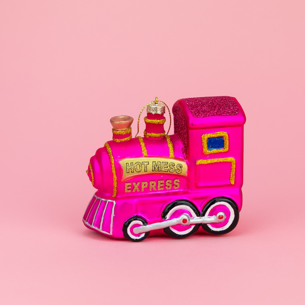 Hot Mess Express - Train Glass Ornament, Funny Holiday Gift