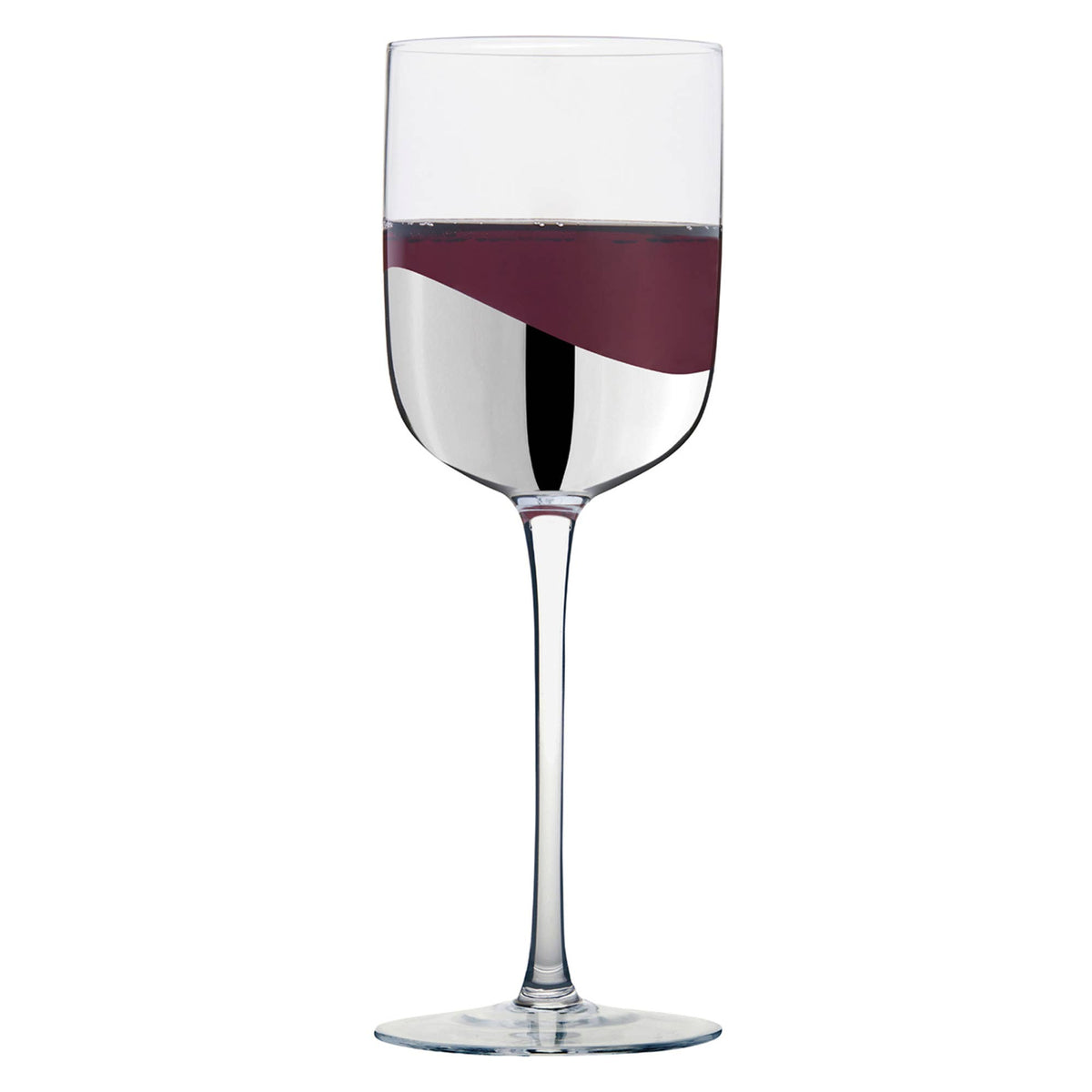 Wave Silver Wine Glasses, Set of 2 – For Red & White Wine – Handcrafted Glassware