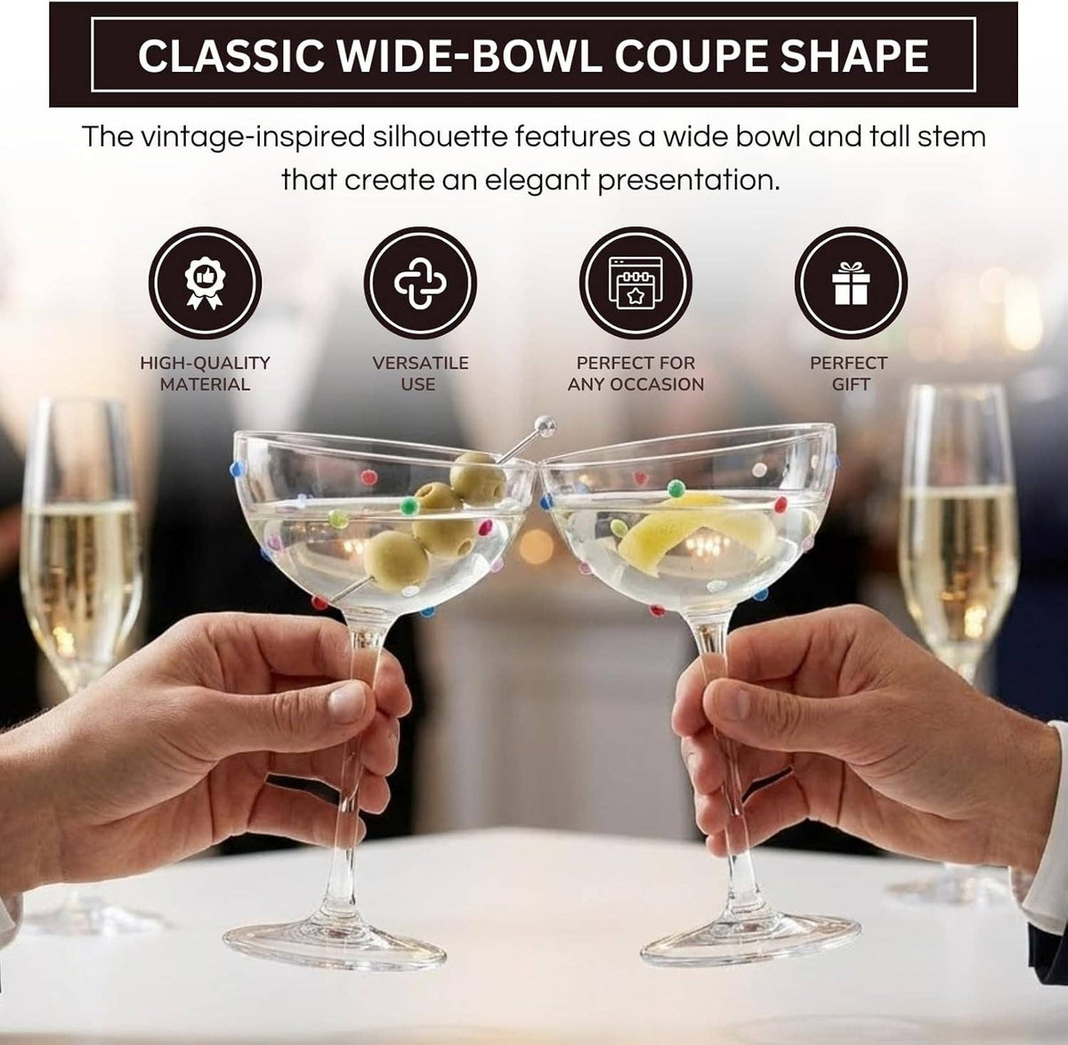 Vintage Confetti Coupe Glasses | Set of 2 | 7.44 oz
