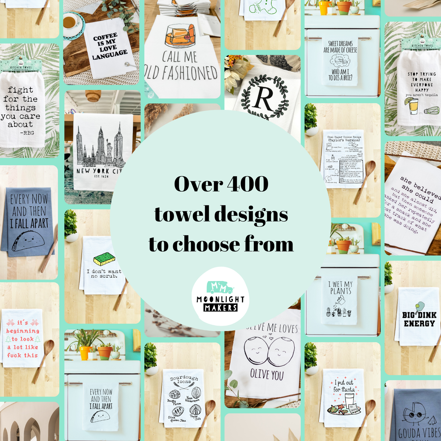Colorful Cross Stitch Towels - Fuck the Dishes
