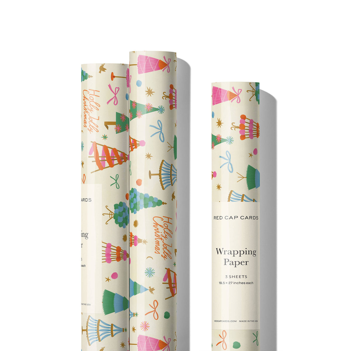 Holly Jolly Trees Christmas Wrapping Paper | Flat Sheet