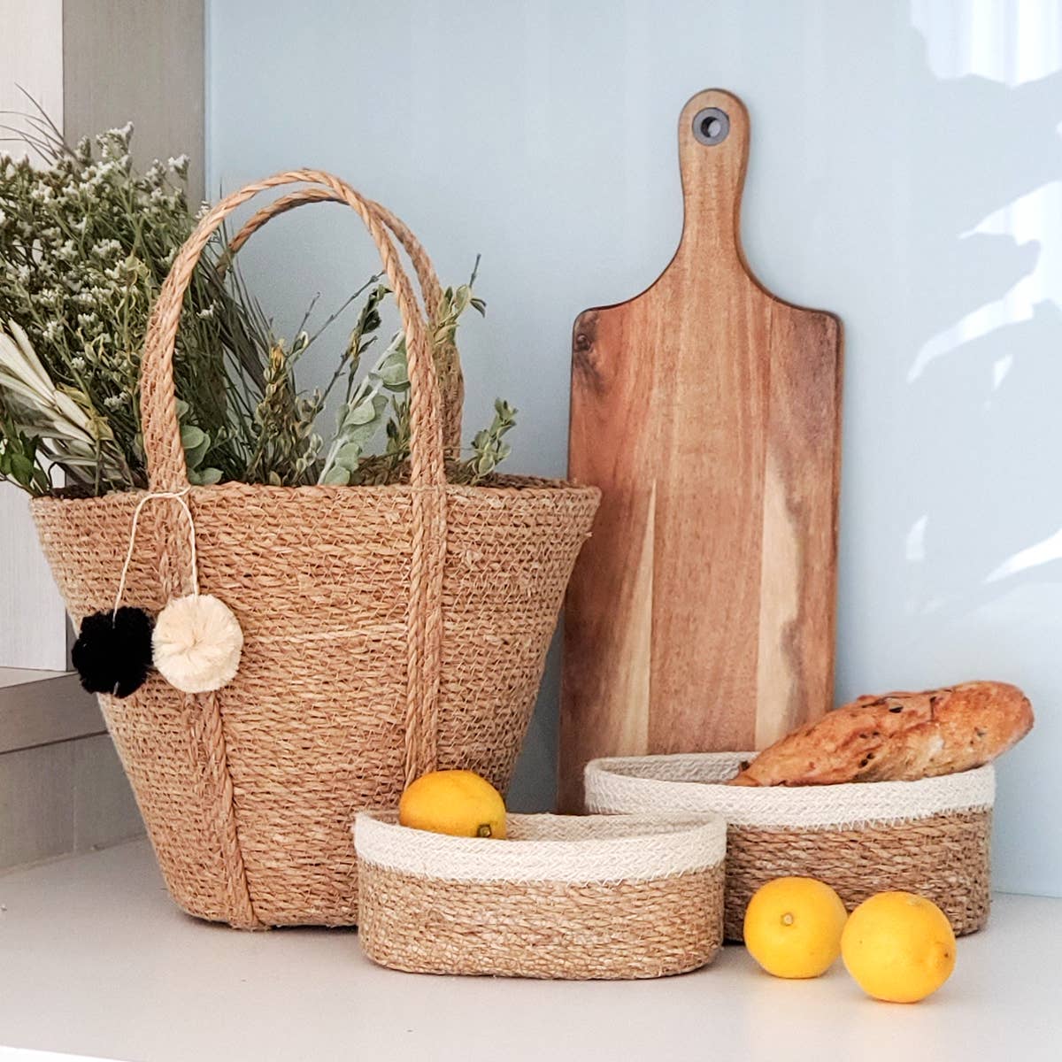 Handwoven Wicker Storage Basket • Savar Oval Bowl-Set of 3