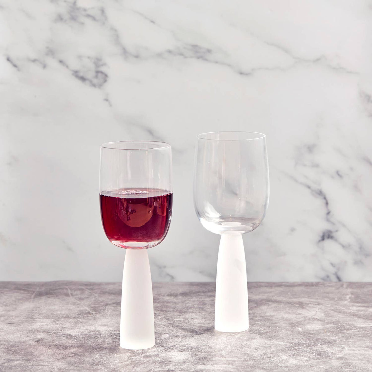 Oslo Frost Wine Glasses, Set of 2 – For Red & White Wine – Handcrafted Glassware