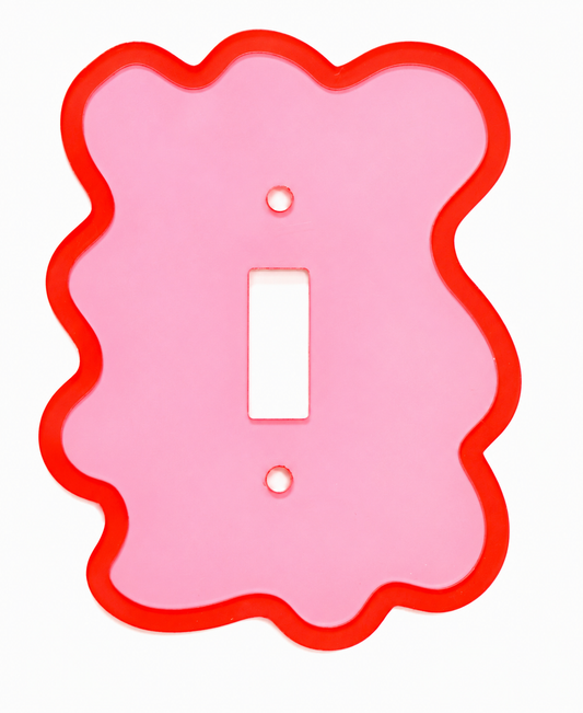 Red and pink squiggle light switch cover