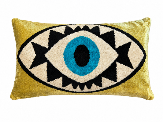 Silk Ikat Eye Velvet Pillow