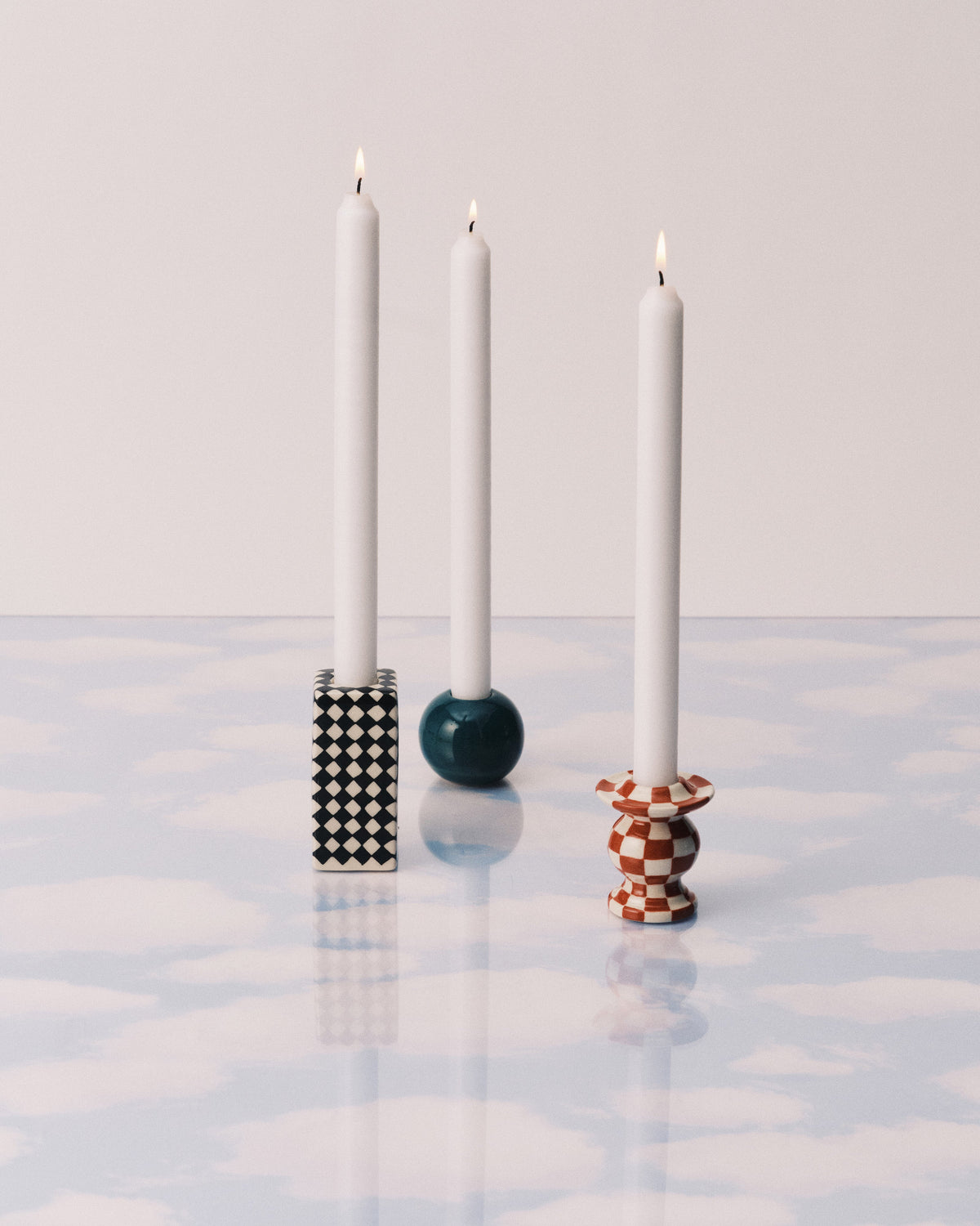 SERAX Chessboard Ceramic Candle Holder Set - 3 Pieces