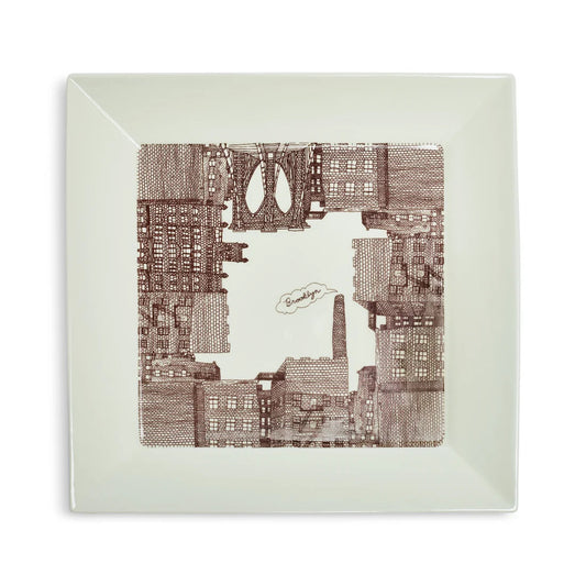 Fishs Eddy Brooklyn Square Stoneware Serving Tray, 10″