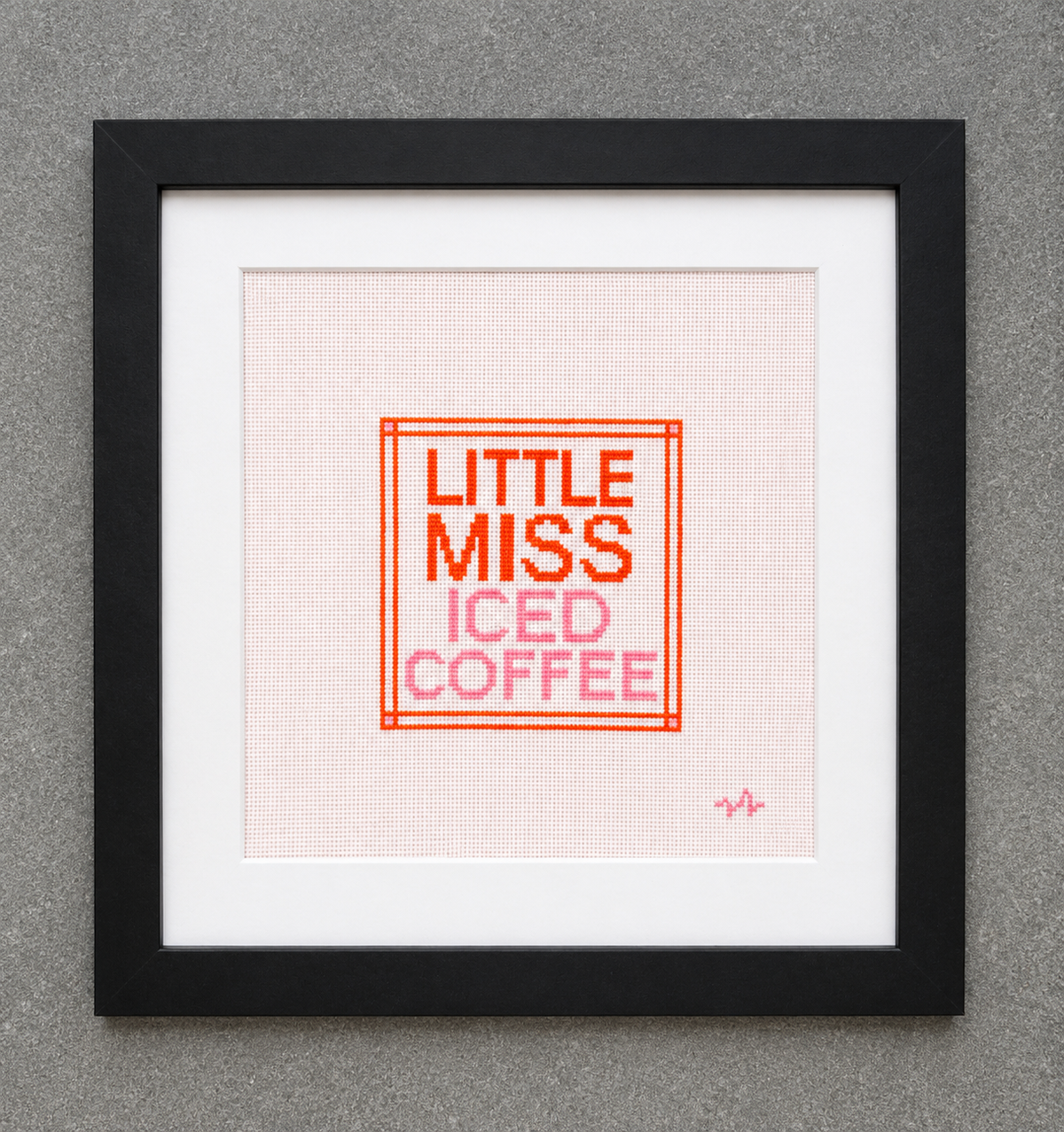 Framed Little Miss Iced Coffee Needlepoint Canvas