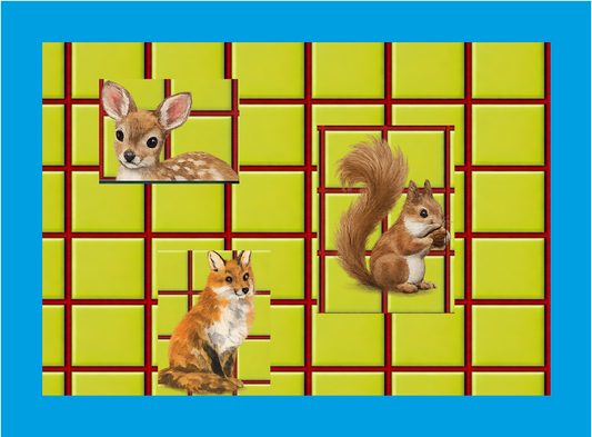 Animal Tile Framed Graphic Print (19.00" X 15.00")