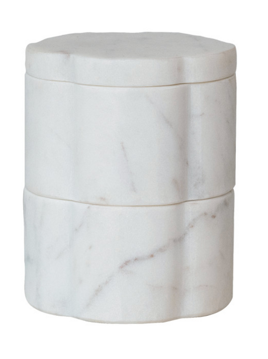 Creative Co-Op Marble Scalloped Stackable Pinch Pots