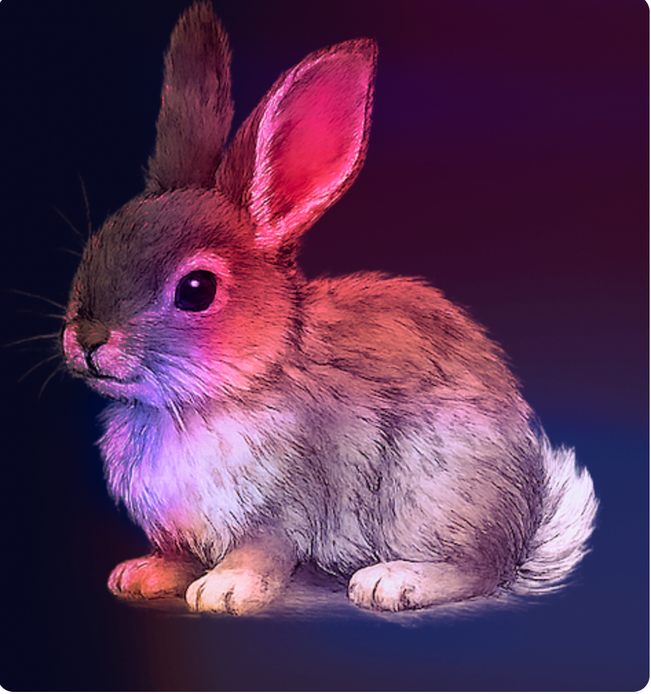 12x12 Polychromatic Bunny White Floating Framed Canvas