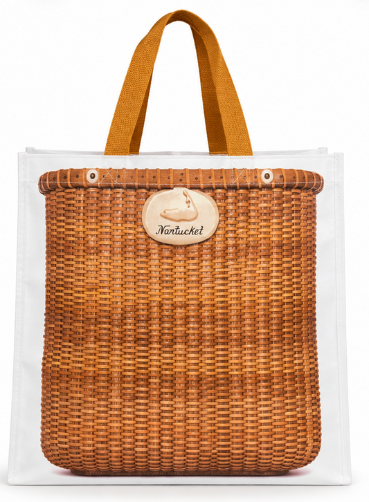 Nantucket Shell Basket-Print Tote Bag