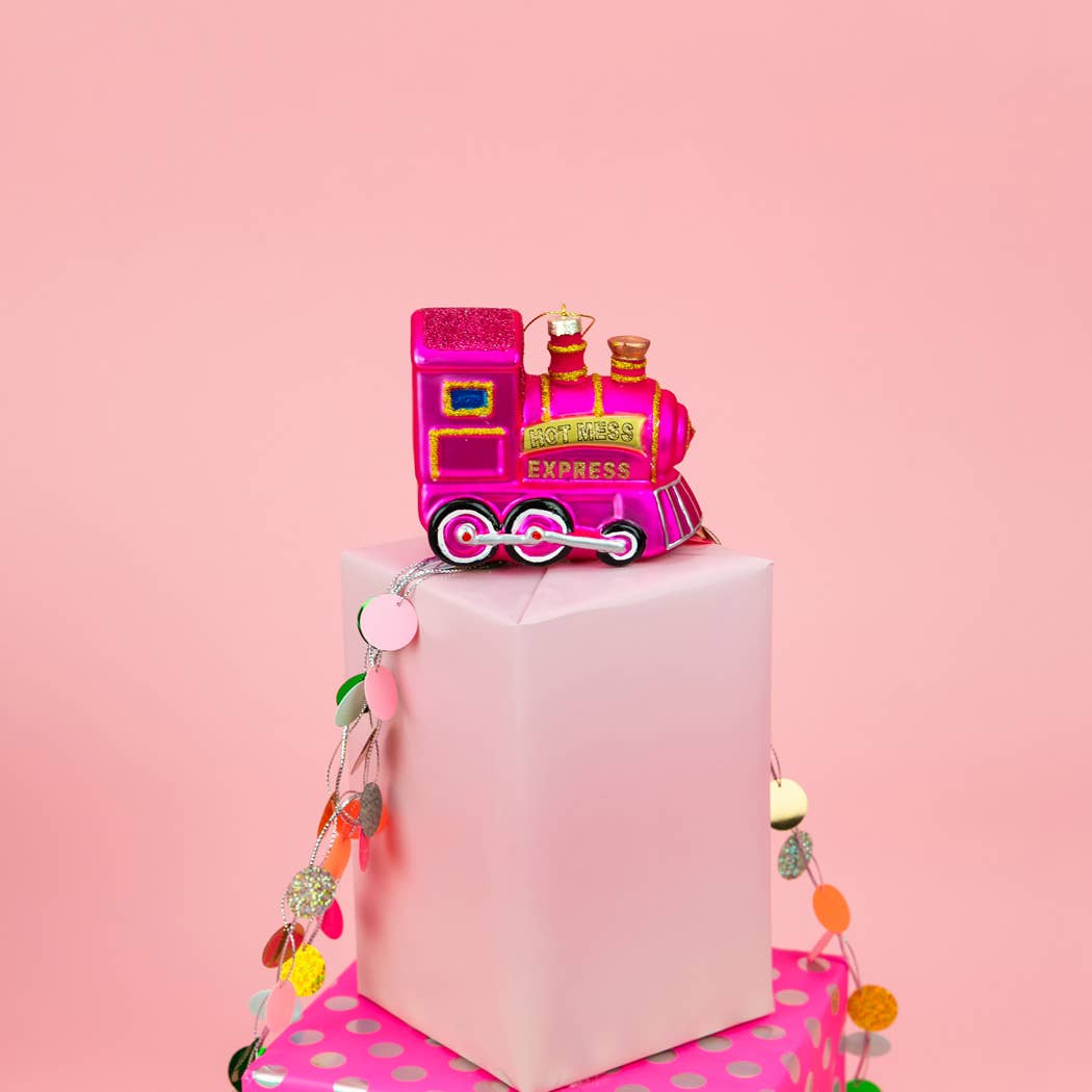 Hot Mess Express - Train Glass Ornament, Funny Holiday Gift