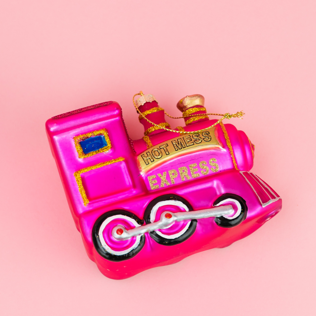 Hot Mess Express - Train Glass Ornament, Funny Holiday Gift