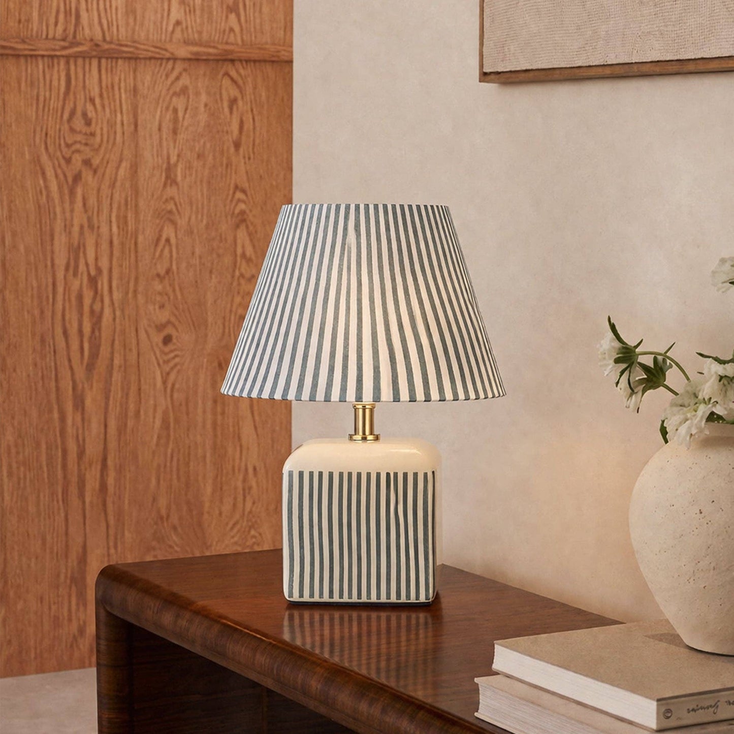 Amaris Ceramic Striped Table Lamp