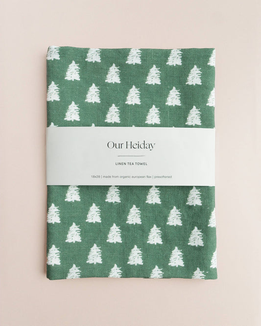 Evergreen Spruce Organic Linen Tea Towel