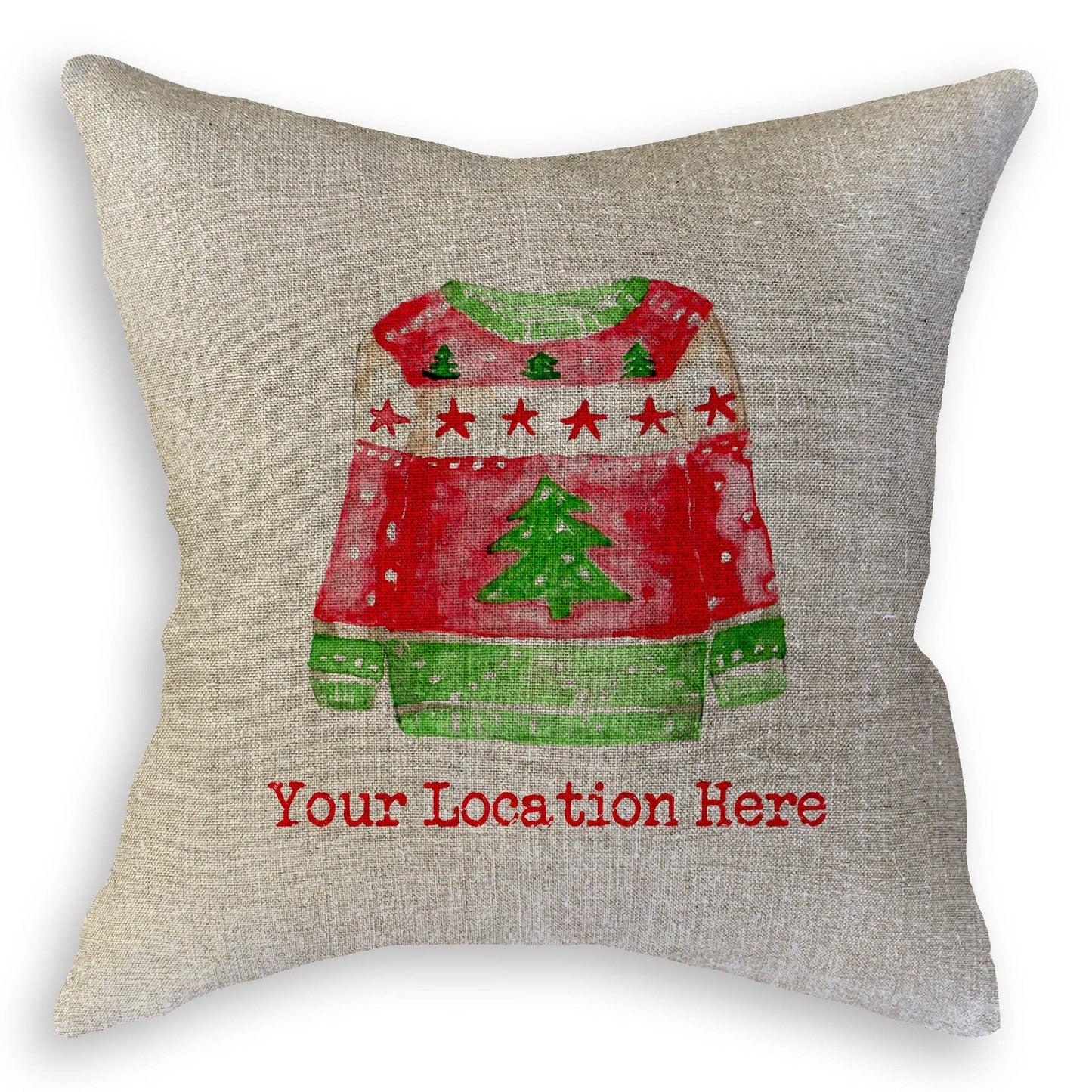 Red and Green Ugly Sweater with Location