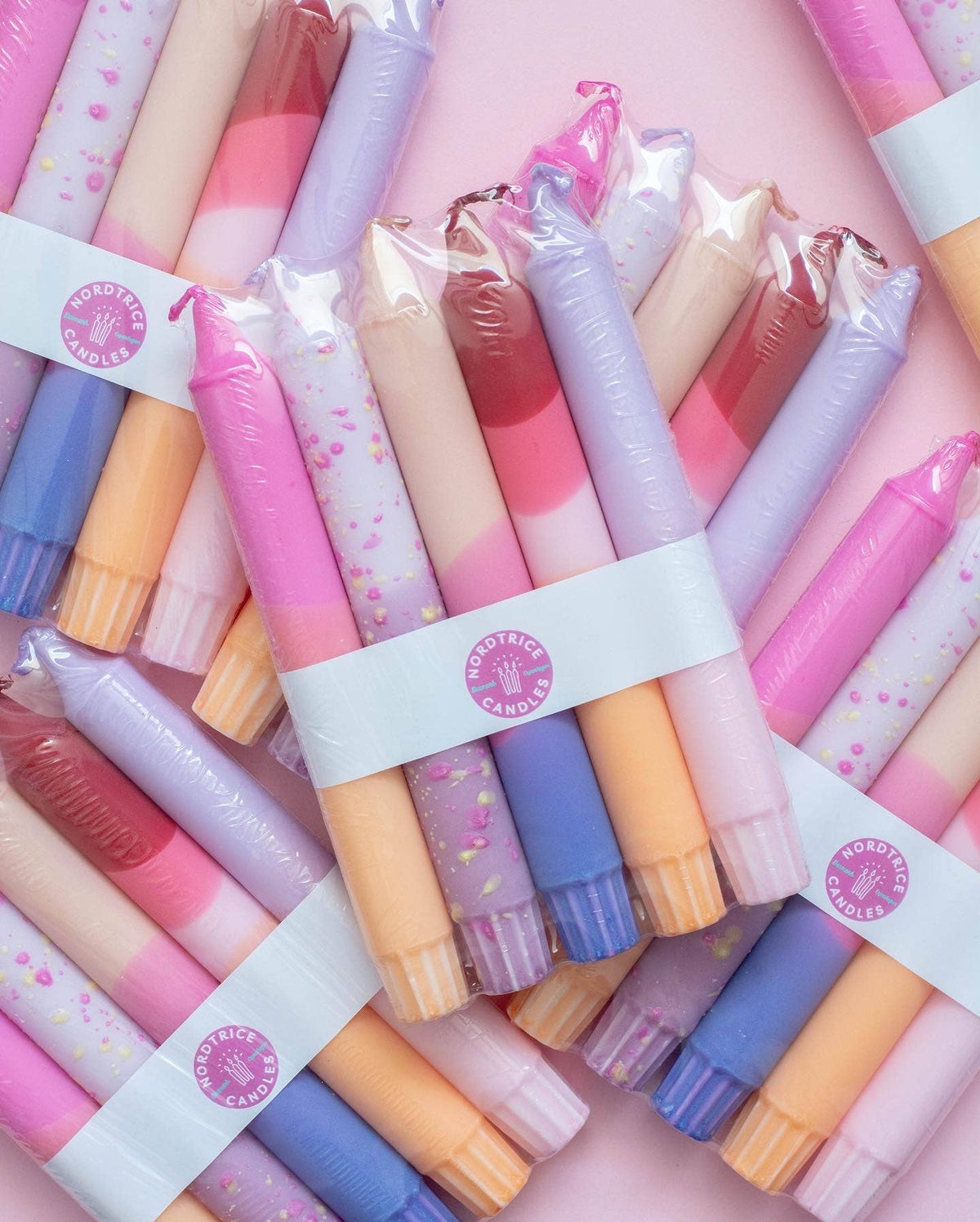 Taper candles- 5 pack/ orange pastel party sunset mix