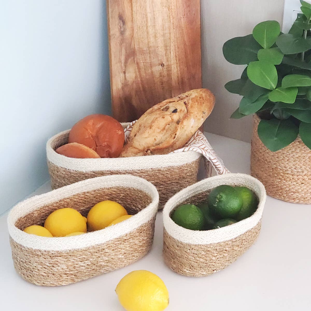 Handwoven Wicker Storage Basket • Savar Oval Bowl-Set of 3