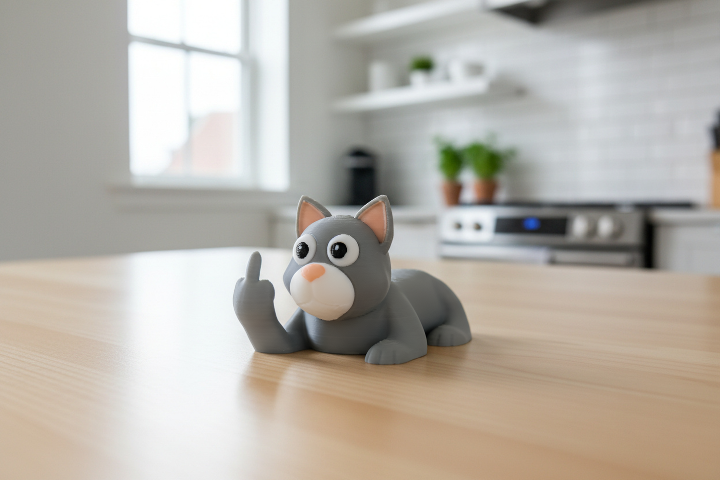 Cat Middle Finger Figurine, Funny Gag Gift