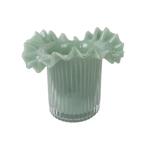 Small matcha ruffle vase D17.5 H16 cm