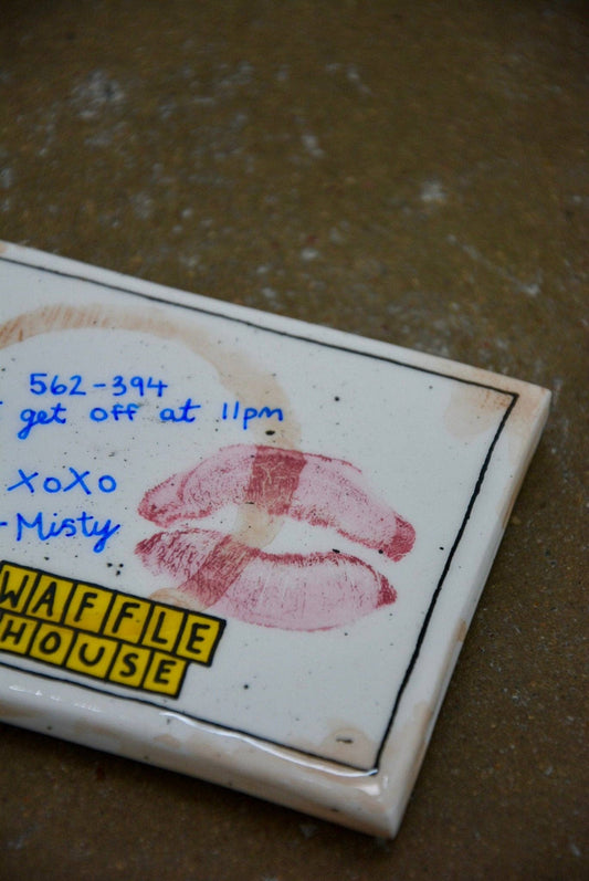 UNIQUE USED DINER NAPKIN COASTER ART x1