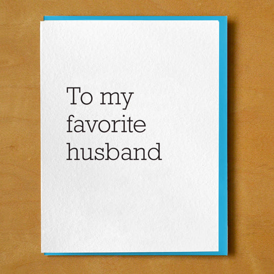 To My Favorite Husband Letterpress Card