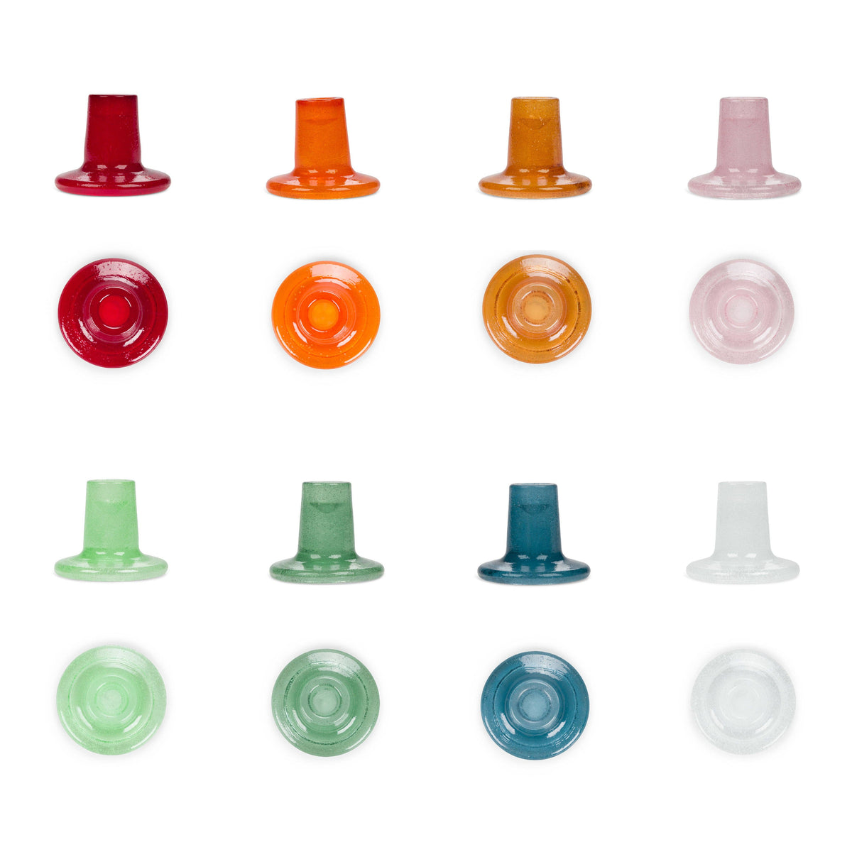BRITISH COLOUR STANDARD - Glass Candleholders - Mixed Set of 8