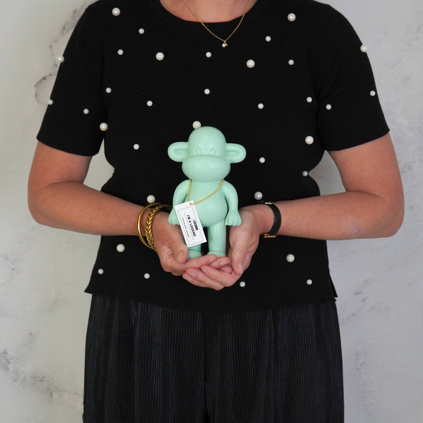 Figurine - Monkey Figurine 'The Legend' - Polyresin - Mintgreen - 11x7x19cm