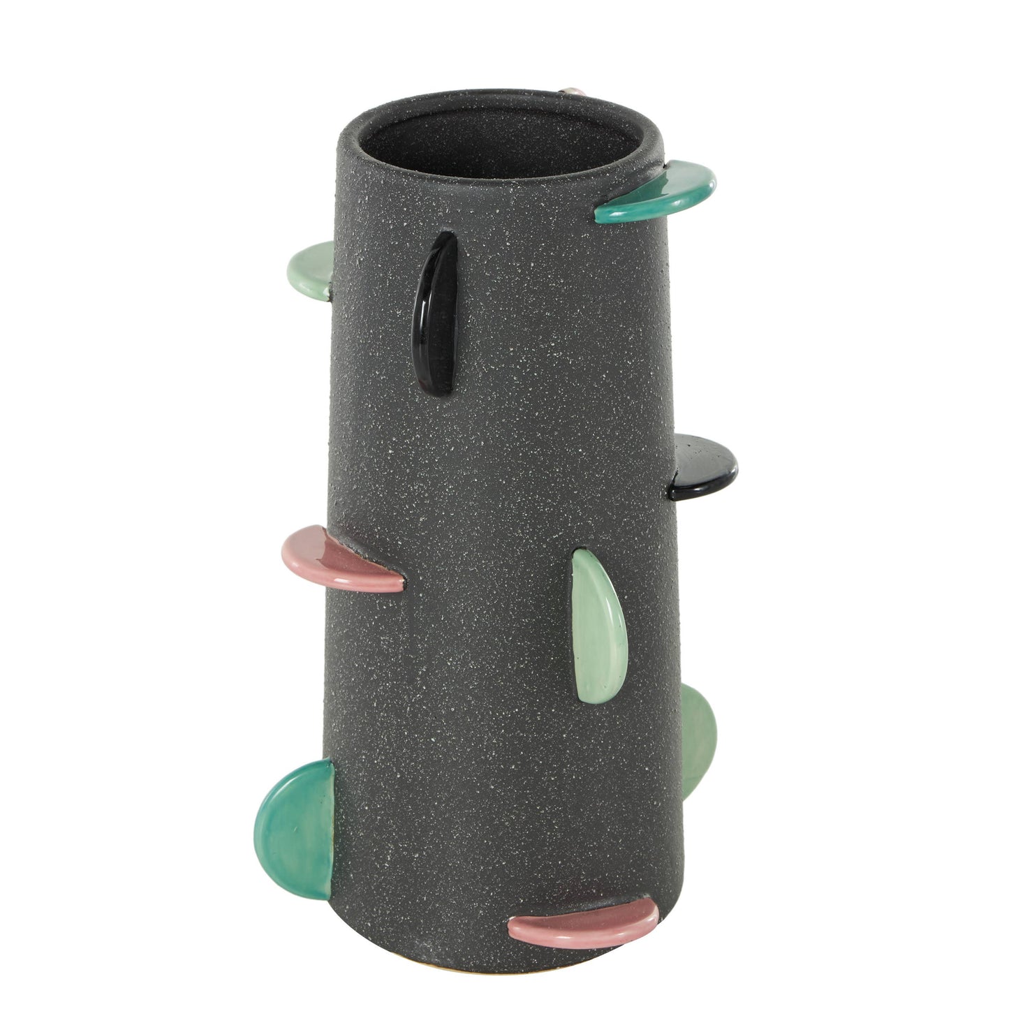 Eclectic Black Ceramic Decorative Vase