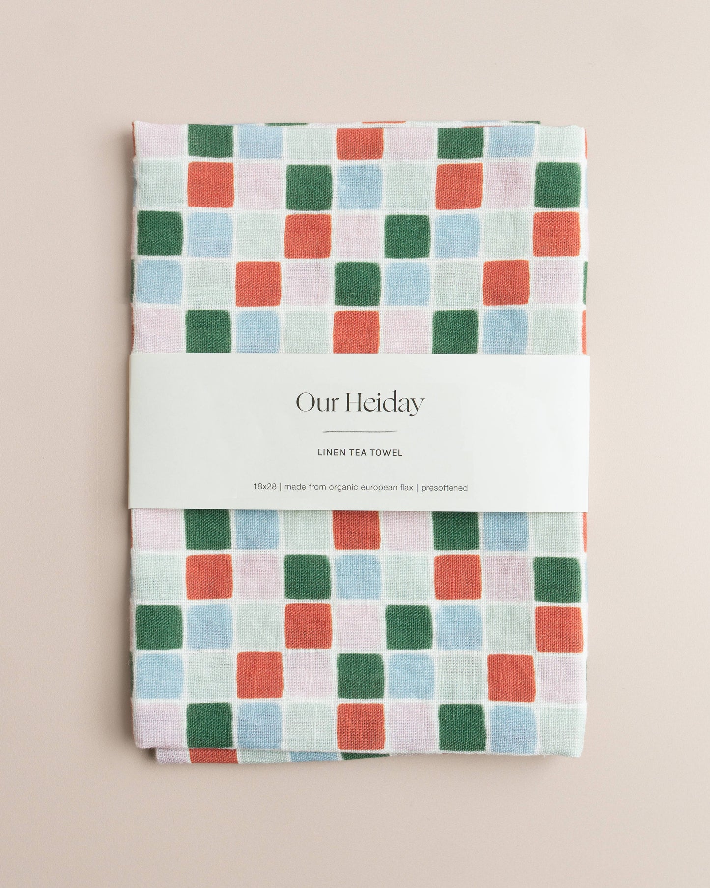Festive Tile Holiday Linen Tea Towel