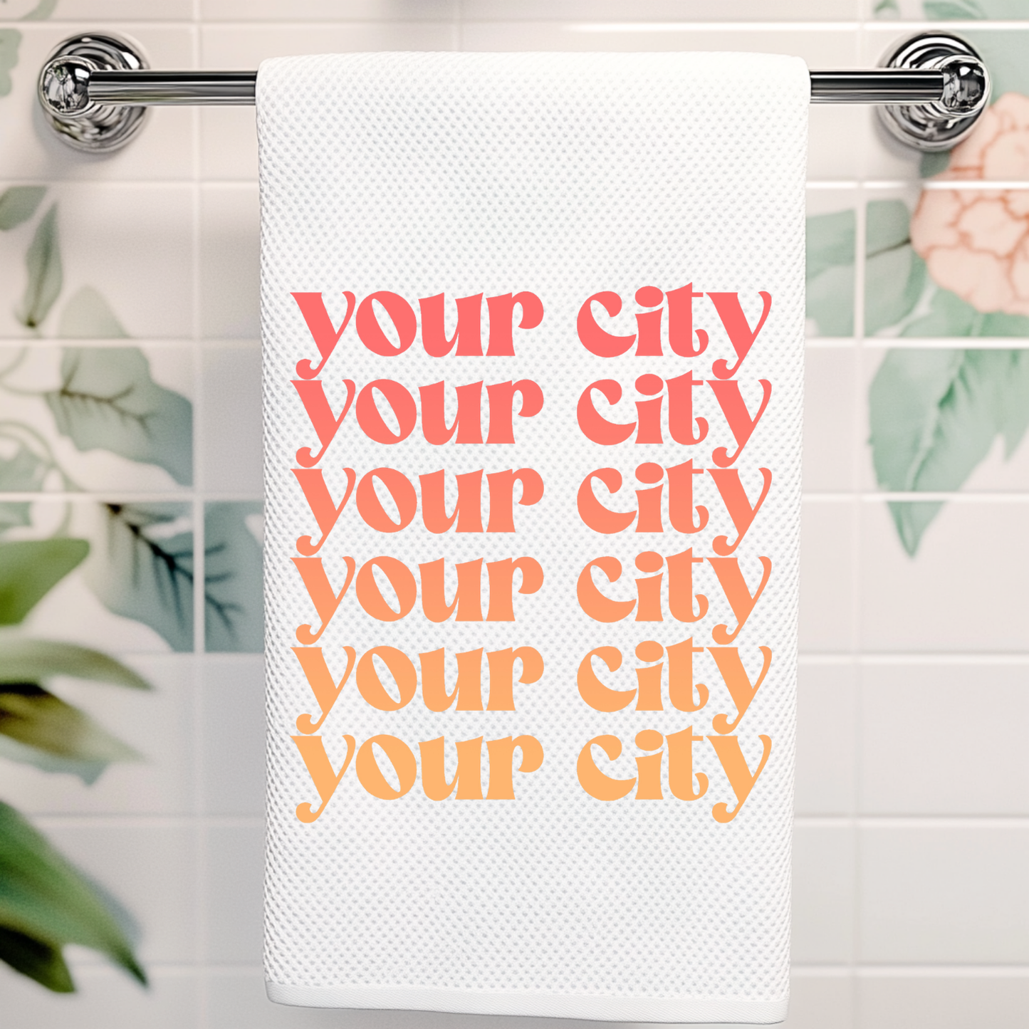 Colorful Kitchen Towels - Your City - Ombre, Customizable