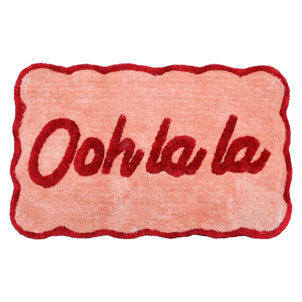 Ooh La La Slogan Scallop Bath Mat Non Slip - Scalloped Rug
