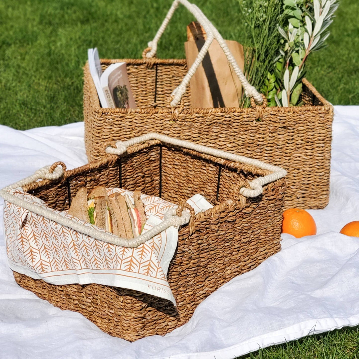 Handwoven Storage Basket • Savar Basket With Handle (L)