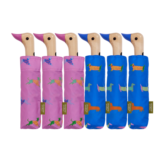 Dogs in Blue & Pink Duckhead Umbrella