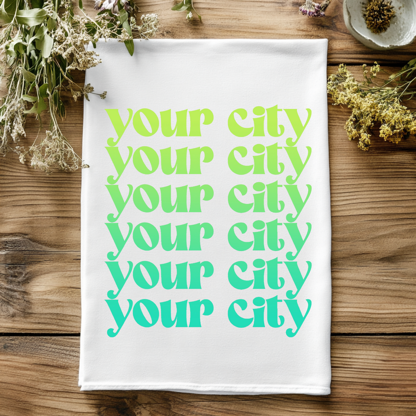 Colorful Kitchen Towels - Your City - Ombre, Customizable