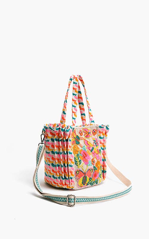 Rainbow Wings Floral Tote