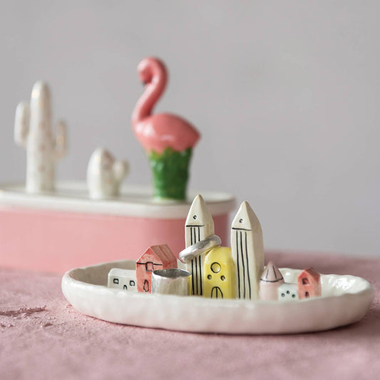 City Skyline Stoneware Jewelry Dish