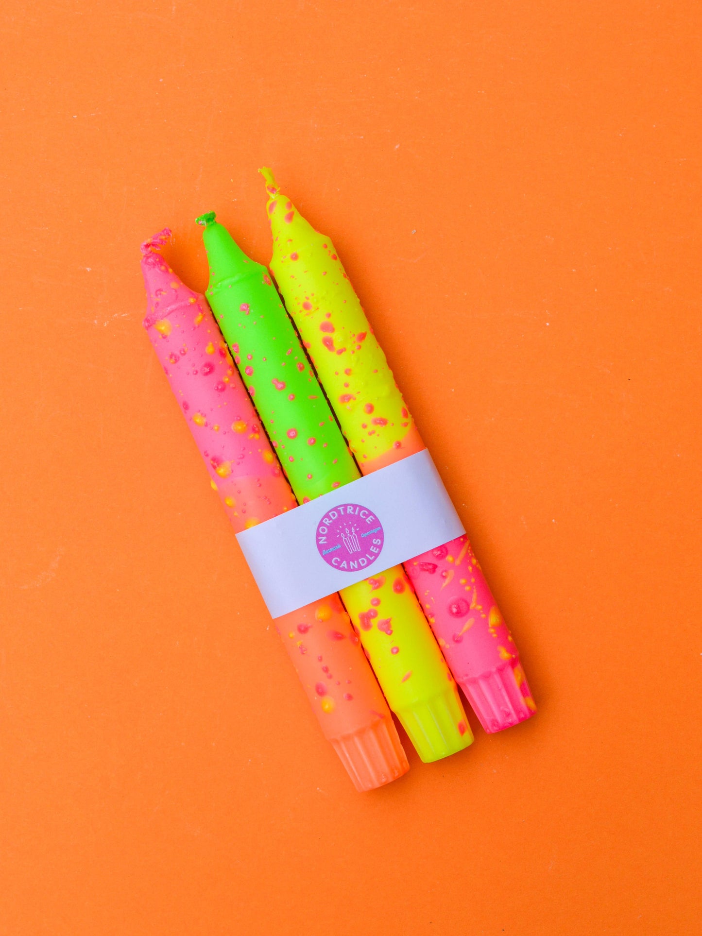 Taper candles- 3 pack/ Neon Orange