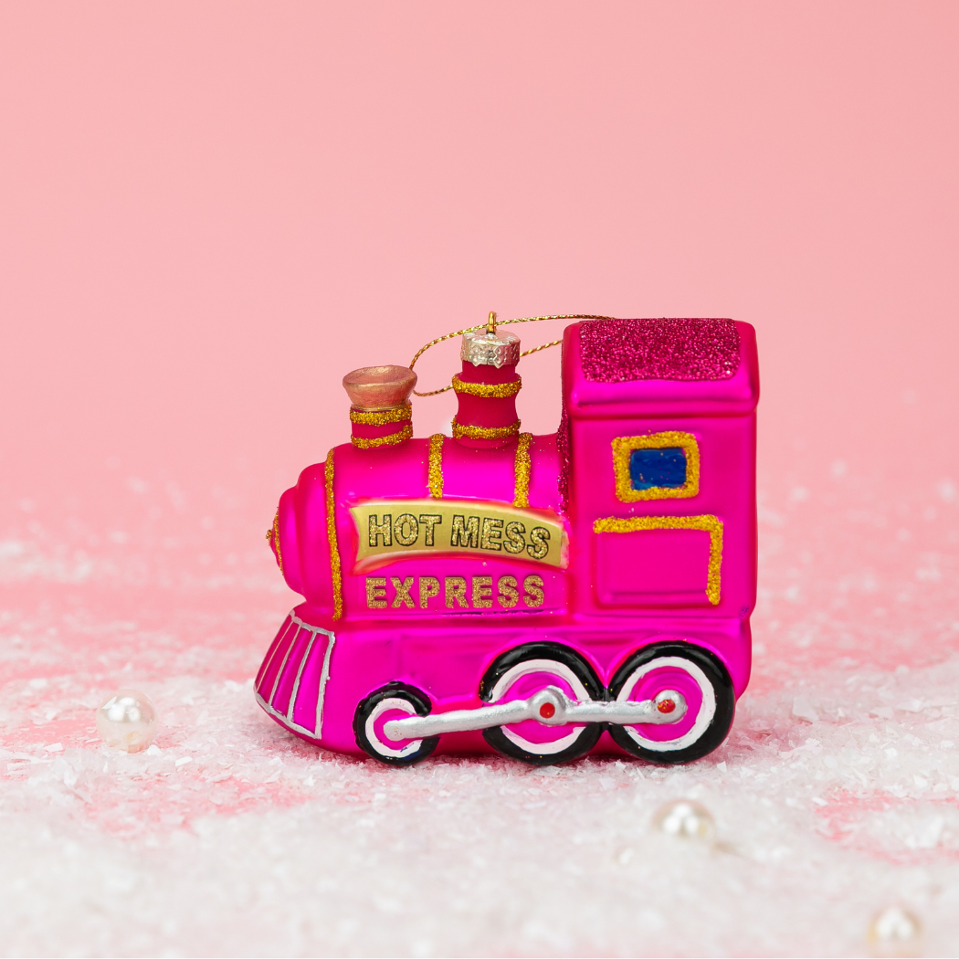 Hot Mess Express - Train Glass Ornament, Funny Holiday Gift