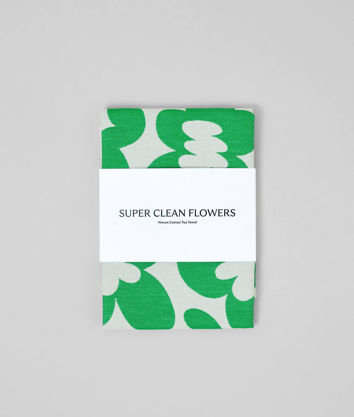 Super Clean Flowers Green/Natural Woven Cotton Tea Towel
