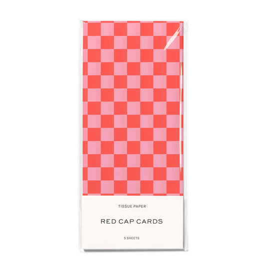 Red & Pink Checkers Tissue Paper | 5 Sheets