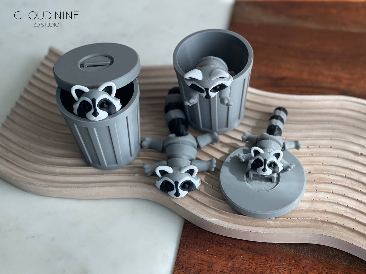 3D Printed Articulated Raccoon Fidget Toy, Cute Raccoon Desk Buddy
