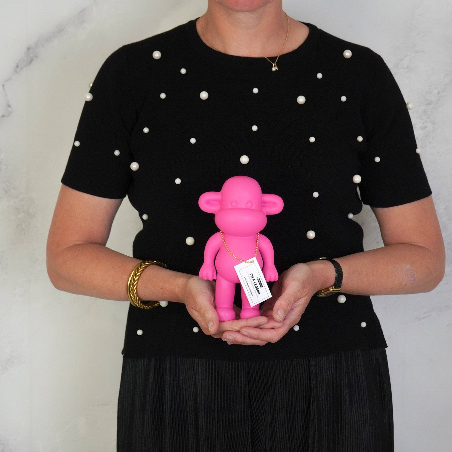 Figurine - Monkey Figurine 'The Legend' - Polyresin - Pink - 11x7x19cm
