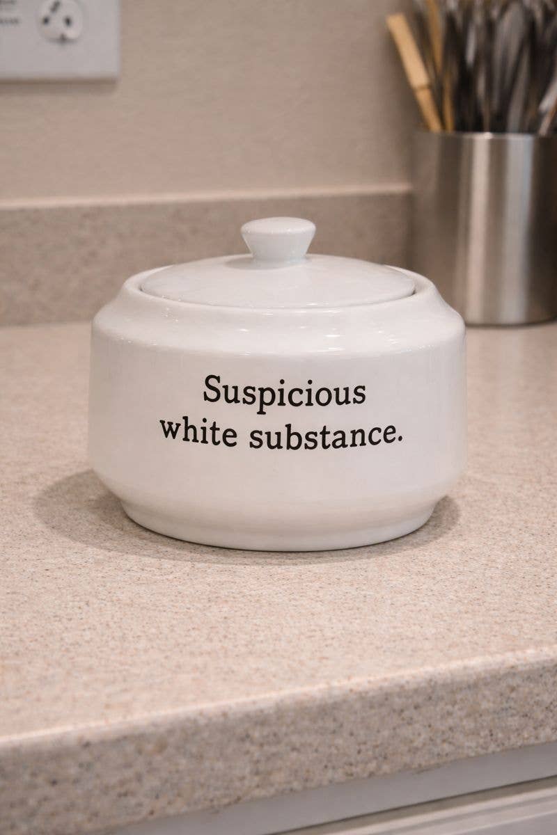 Suspicious White Substance Porcelain Sugar Bowl with Lid