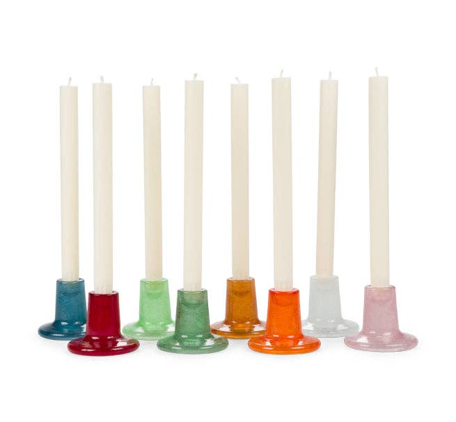 BRITISH COLOUR STANDARD - Glass Candleholders - Mixed Set of 8