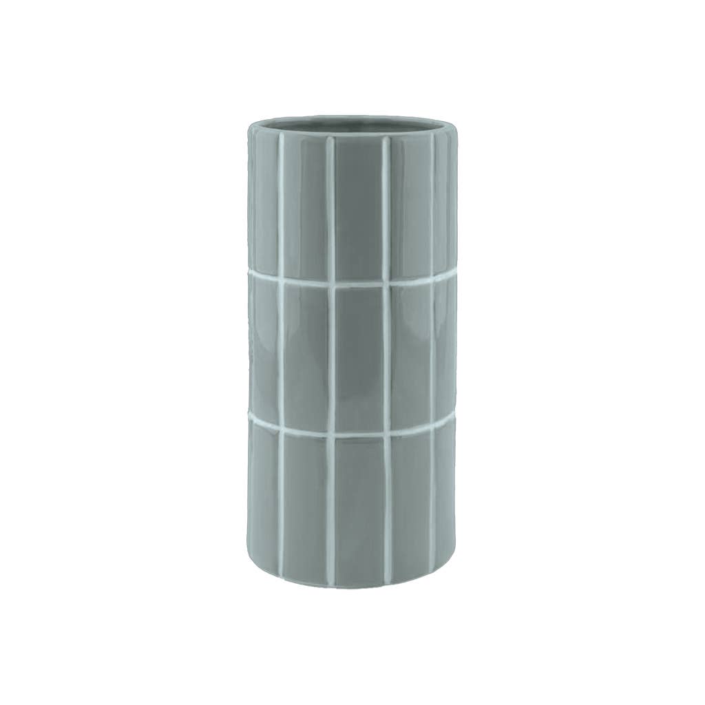 Blue tiled vase D10.5 H23 cm