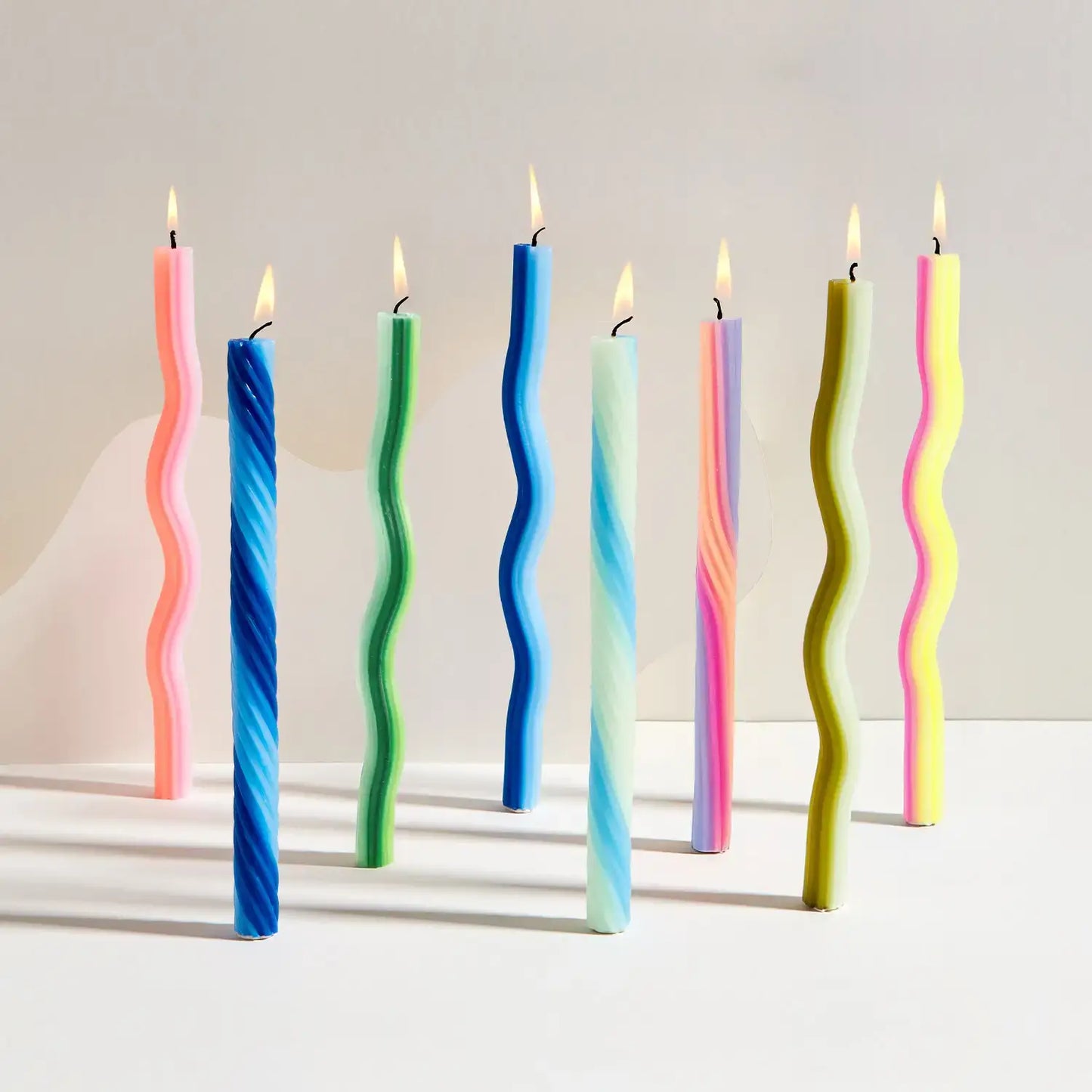 Wiggle Candles - Yellow & Pink (2 Pack) - 11" Vibrant Tapers