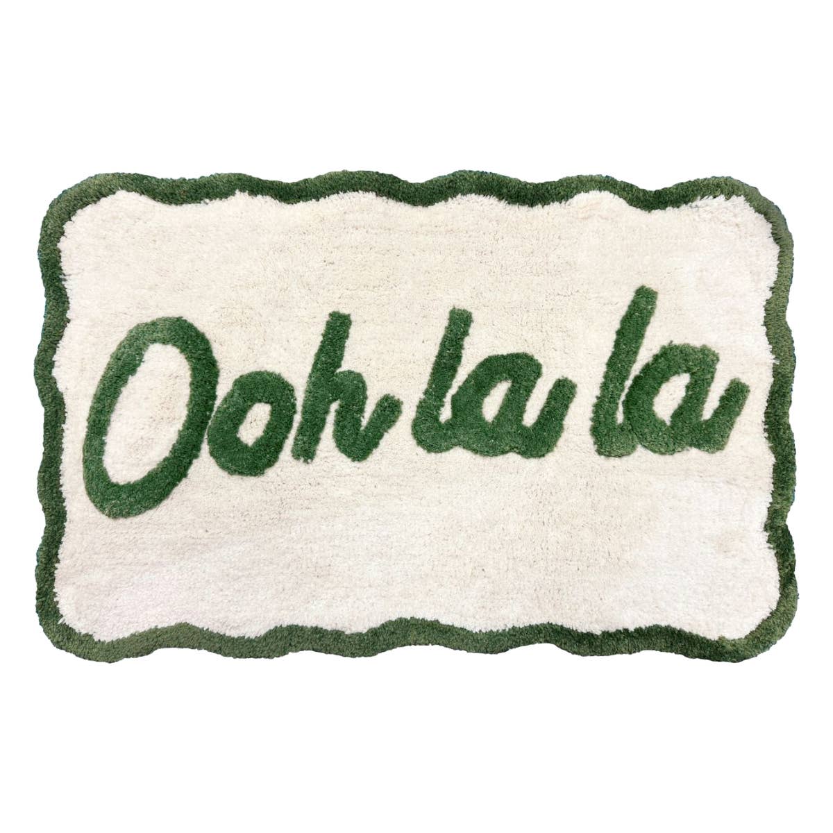 Ooh La La Slogan Scallop Bath Mat Non Slip - Scalloped Rug